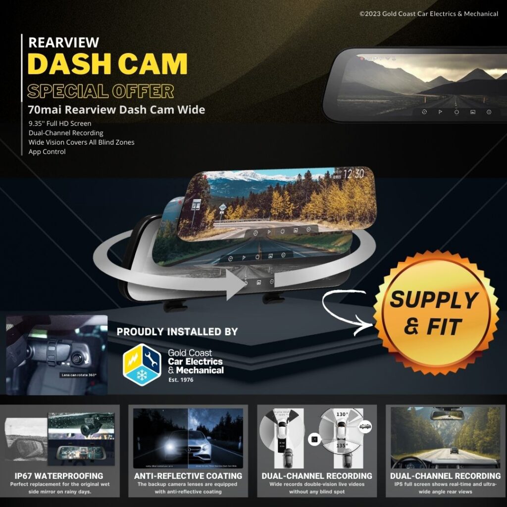 rearview dashcam installation 70mai gold coast gccem